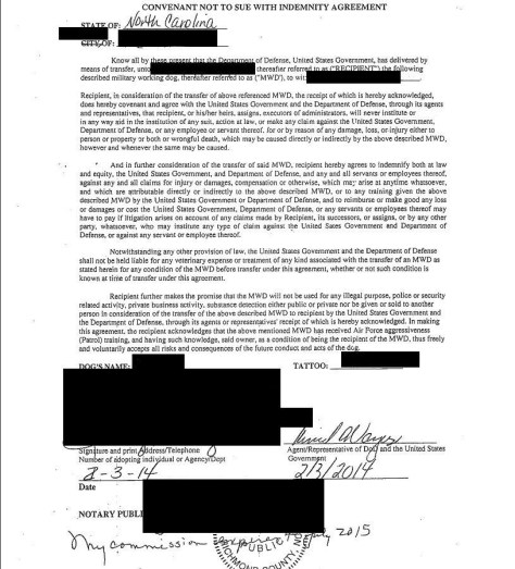 Convenant Not to Sue with Indemnity Agreement 2-3-14 black redacted Enclosure 1